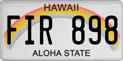 HI license plate FIR898