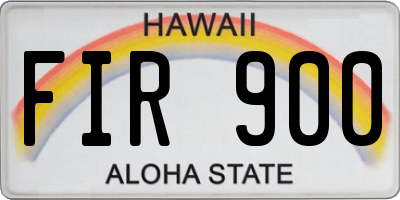 HI license plate FIR900