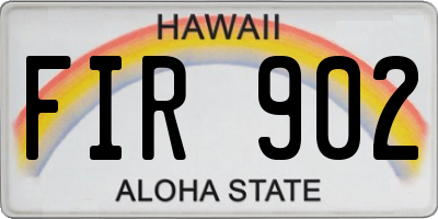 HI license plate FIR902