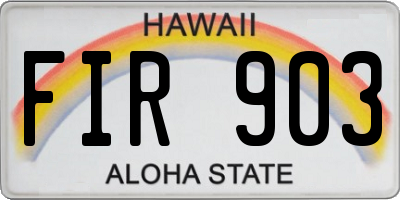 HI license plate FIR903