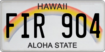 HI license plate FIR904