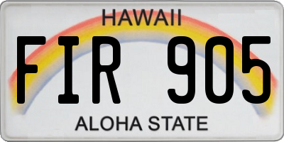 HI license plate FIR905