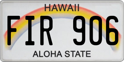 HI license plate FIR906