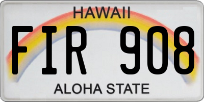 HI license plate FIR908