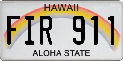 HI license plate FIR911