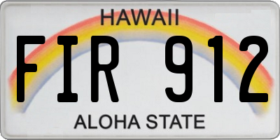 HI license plate FIR912