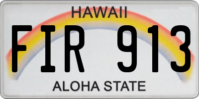 HI license plate FIR913