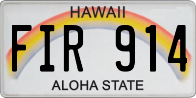 HI license plate FIR914