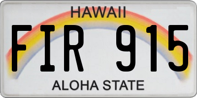 HI license plate FIR915