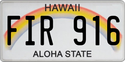 HI license plate FIR916