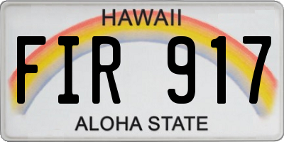 HI license plate FIR917