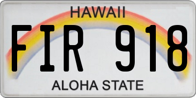 HI license plate FIR918