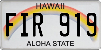 HI license plate FIR919