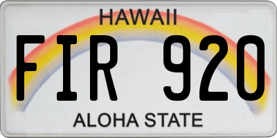 HI license plate FIR920