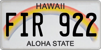 HI license plate FIR922