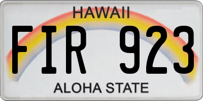 HI license plate FIR923