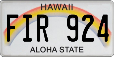 HI license plate FIR924