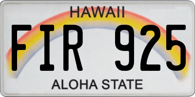 HI license plate FIR925