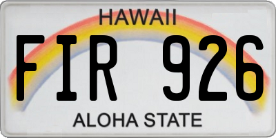 HI license plate FIR926