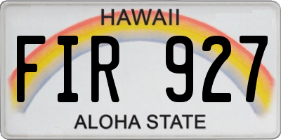 HI license plate FIR927