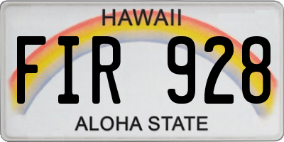 HI license plate FIR928