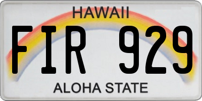 HI license plate FIR929