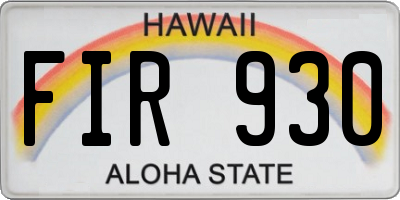 HI license plate FIR930