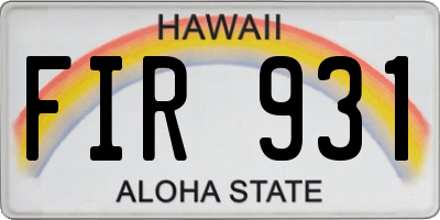 HI license plate FIR931
