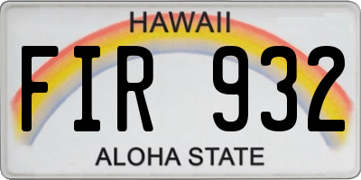 HI license plate FIR932