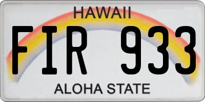 HI license plate FIR933