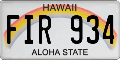 HI license plate FIR934