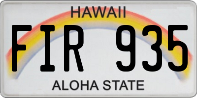 HI license plate FIR935