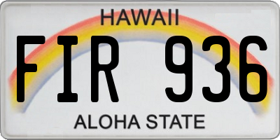 HI license plate FIR936