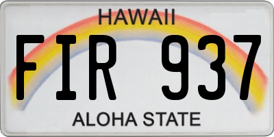 HI license plate FIR937