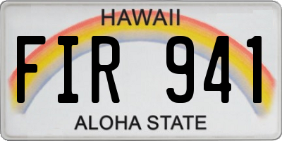 HI license plate FIR941