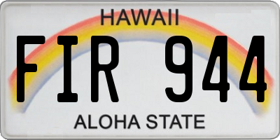 HI license plate FIR944