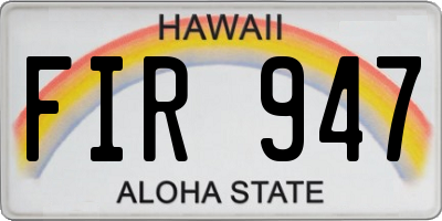 HI license plate FIR947