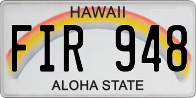 HI license plate FIR948