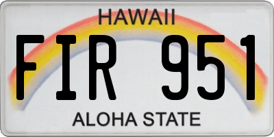 HI license plate FIR951