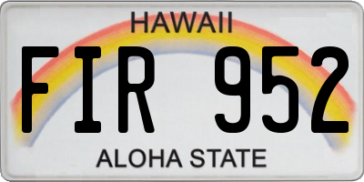 HI license plate FIR952