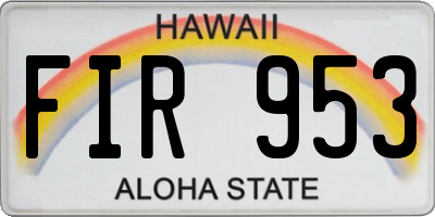 HI license plate FIR953