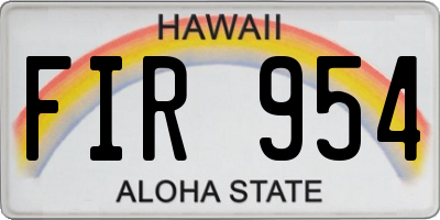 HI license plate FIR954