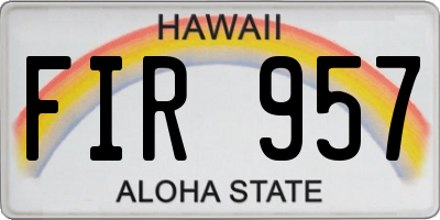 HI license plate FIR957
