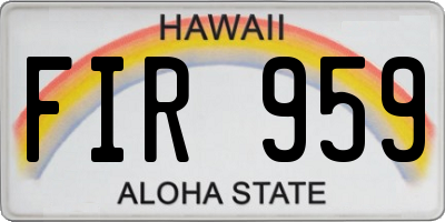 HI license plate FIR959