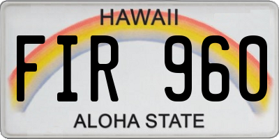 HI license plate FIR960
