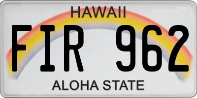 HI license plate FIR962
