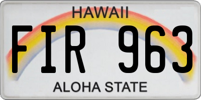 HI license plate FIR963