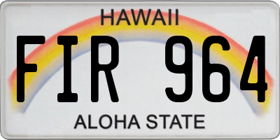 HI license plate FIR964