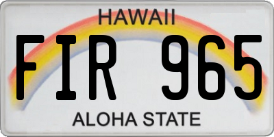 HI license plate FIR965