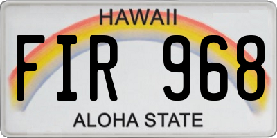 HI license plate FIR968